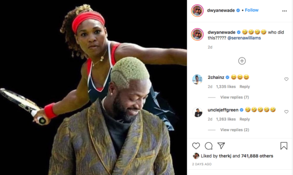 ‘Boy Looking Like Simon Phoenix’: Dwyane Wade’s Neon Green  Hairstyle Goes Viral After Someone Crops Serena Williams in Photo