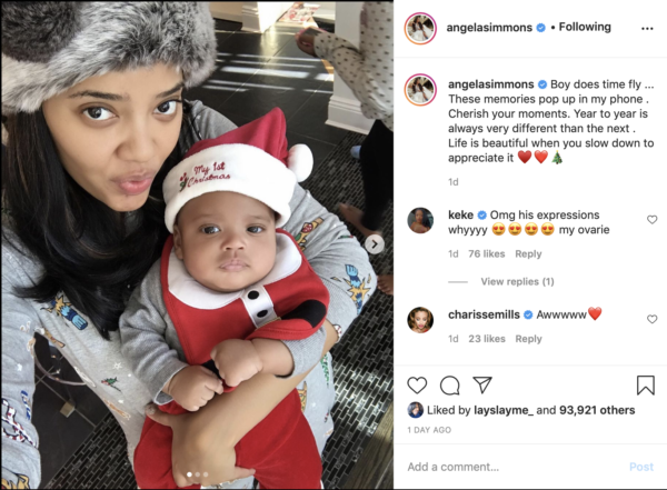 ‘Enjoy Every Moment’: Angela Simmons Shares Throwback Photo of Infant Son In Santa Suit