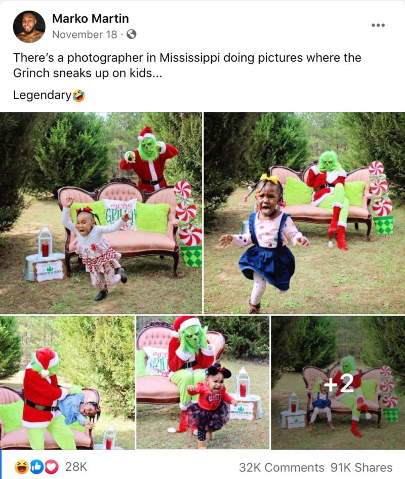 Grinch scaring Black children for fun and photo ops is actually traumatizing