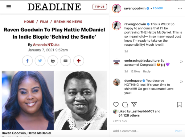 ‘Forever Honored’: ‘Being Mary Jane’ Star Raven Goodwin Tapped to Portray Hattie McDaniel In ‘Behind the Smile’ Biopic Project