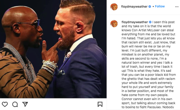 ‘This Is What They Hate’: Floyd Mayweather Suggests Racism Is Why Many Hate His Trash-Talking Persona, Whereas White MMA Fighter Conor McGregor Is Praised