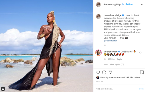 ‘She Is the Fountain of Youth’: Mary J. Blige Goes Halfway Topless In New Instagram Photo