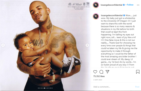 The Game Praises His Son for Getting a Scholarship to the University of Oregon: ‘I’m So Proud to Be Your Father’