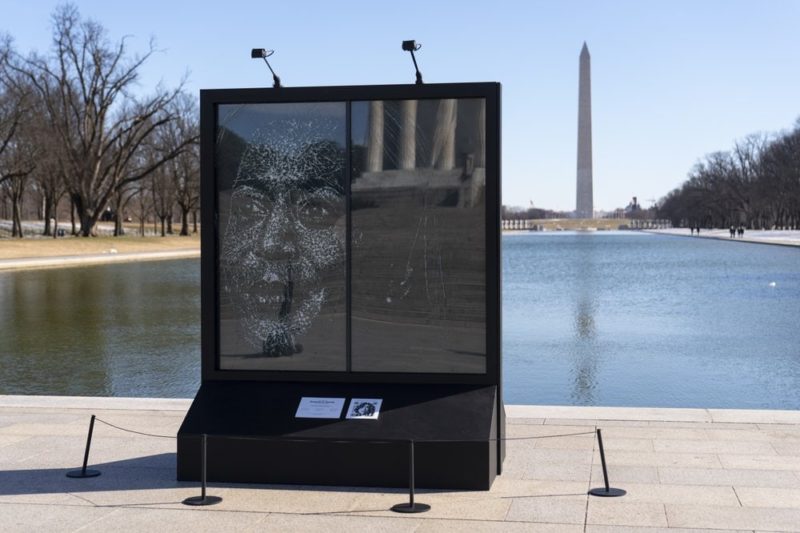 Shattered glass portrait of Kamala Harris unveiled on National Mall