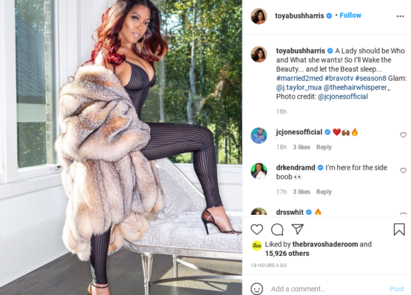 ‘I’m Here for the Side Boob’:  Toya Bush-Harris’ Jaw-Dropping Catsuit Look Leaves Fans Speechless