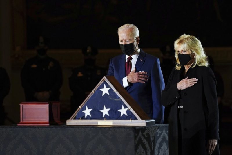 Biden, Harris pay respects to Capitol officer killed in riot