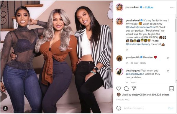 ‘Ms. Diane Ate Y’all Up’: Porsha Williams’ Mom Steals the Show In Family Photo