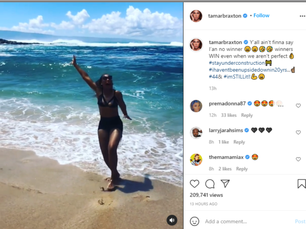 ‘That Cartwheel Under Construction Too But I’m Here for It’: Tamar Braxton Has Some Fun Doing Tricks on the Beach