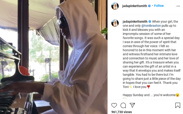 ‘Her Voice is Just Timeless’: Toni Braxton Wows Jada Pinkett Smith with ‘Impromptu’ Performance at Her Home