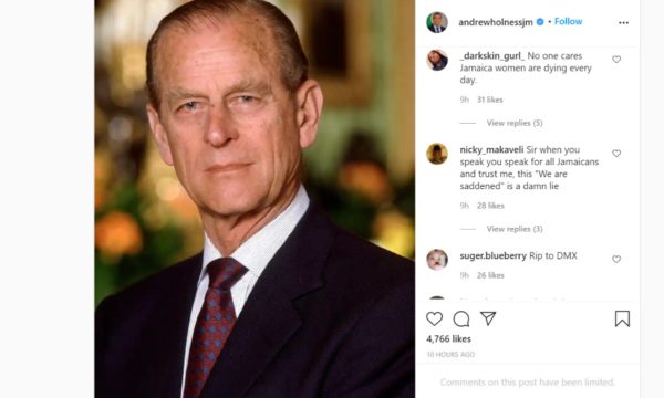 Jamaican Prime Minister Andrew Holness’ Instagram Post Over Death of Prince Philip Met with Storm of Backlash