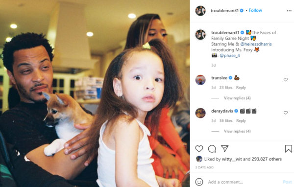 T.I. Posts Hilarious Photo with Daughter Heiress and Fans Can’t Help But Laugh At Her Facial Expression: ‘Someone Caught Her By Surprise’