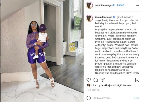 ‘Black Generational Wealth’: Meek Mill’s Ex Milano Gifts Their 1-Year-Old Son an Investment Property for His First Birthday