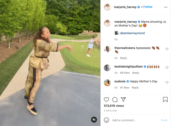 ‘Mama Shooting Js ‘: Fashionista Marjorie Harvey Shocks Fans with Slick Basketball Skills