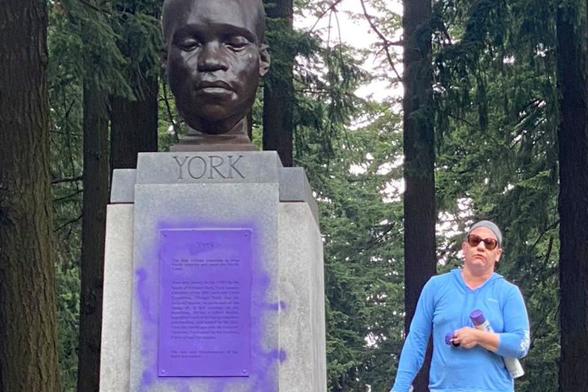 Video Shows White Woman Defacing Monument To Only Black Member Of Lewis And Clark Expedition: ‘F-ck You All!’