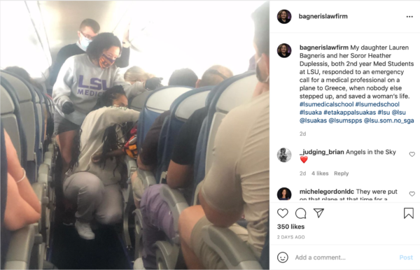 Two LSU Medical Students Garner Praise After Assisting an Ill Passenger Onboard a Flight to Greece: ‘Excellence Above Everything’