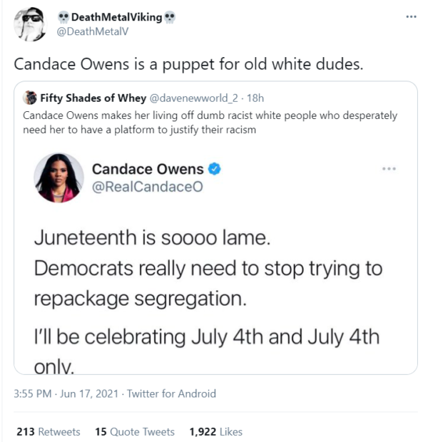 ‘Puppet for Old White Dudes’: Candace Owens Says Juneteenth Holiday Is an Attempt to ‘Repackage Segregation,’ and the Jokes About Her Blackness Write Themselves