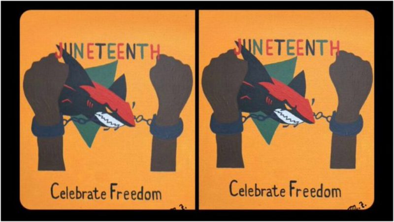 NHL team called out for Juneteenth graphic of shark breaking chains