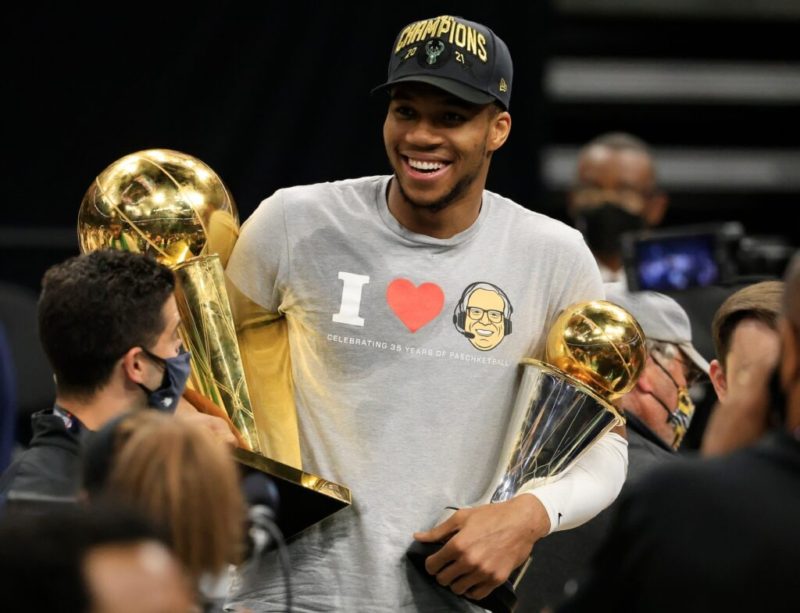 Giannis Antetokounmpo takes trophies to Chick-fil-A for ’50-piece’ following NBA finals victory