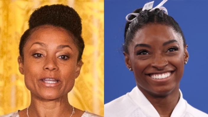 Former Olympian Dominique Dawes offers her support to Simone Biles