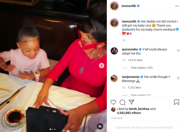 ‘Overly Spoiled’: Cardi B Responds to Backlash for Buying 3-Year-Old Daughter $150,000 Necklace for Her Birthday