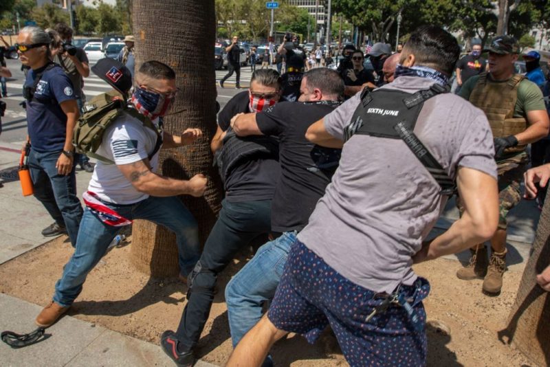 White People Riot As Proud Boys Suspected At Violent Anti-Vaxxer Rally That LAPD Blames On Antifa