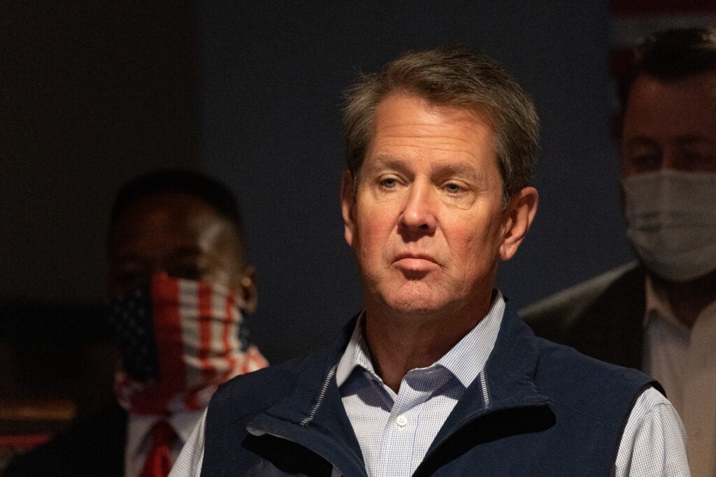 Brian Kemp celebrates Braves pennant, falsely blames MLB boycott on Stacey Abrams