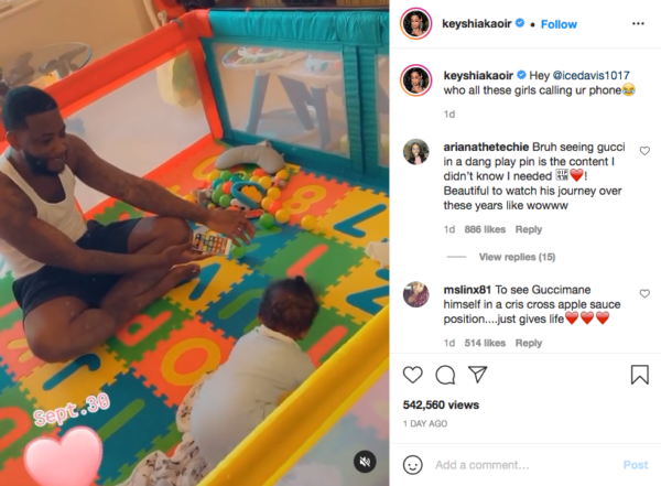 ‘It’s Him In the Playpen Fa Me’: Fans Can’t Get Over Keyshia Ka’oir’s Video of Gucci Mane on ‘Daddy Duty’ with Son Ice 