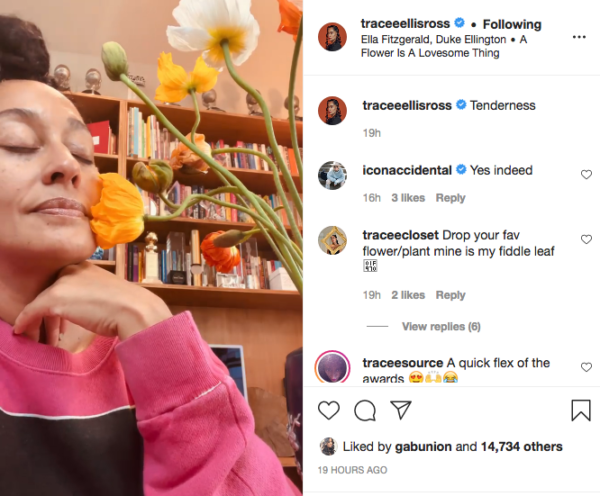 ‘A Quick Flex’: Tracee Ellis Ross’ Fans Get Distracted By Her Background In Video ‘Cuddling Plants’