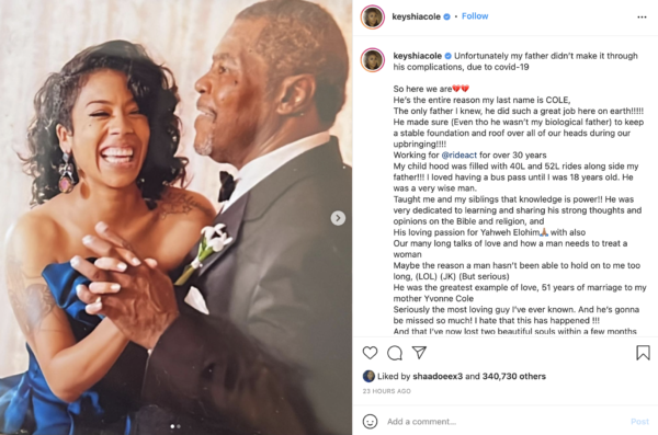 ‘He’s the Entire Reason My Last Name Is Cole’: Keyshia Cole Shares Details and Photos About Her Adoptive Father In Sweet Post Days After His Passing