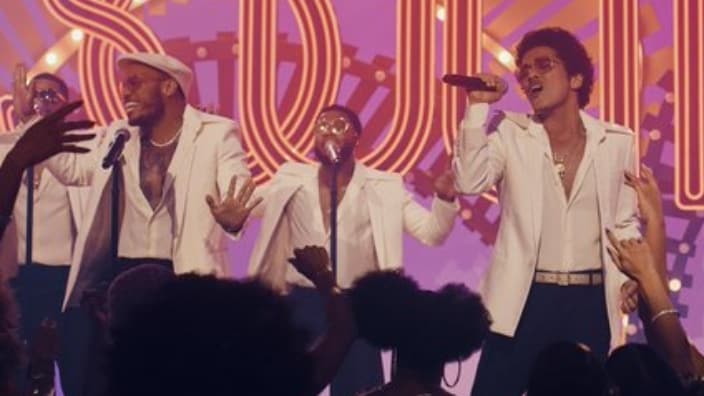 Silk Sonic recreates ‘Soul Train’ set for Soul Train Awards performance