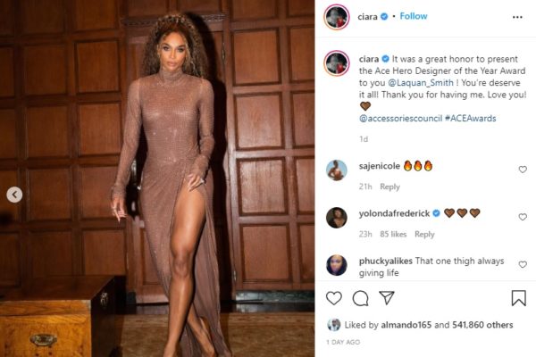 ‘That One Thigh Always Giving’: Ciara Wows Fans in a Sexy Dress 