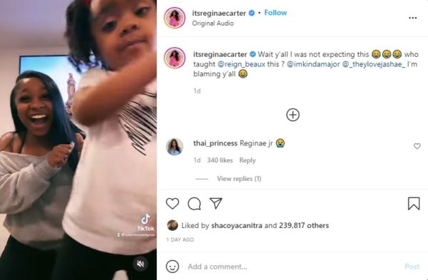 ‘Came Out of Nowhere’: Reginae Carter’s Challenge Video Gets Derailed After Fans Focus on the Star’s Younger Sister Doing This, Toya Johnson Responds