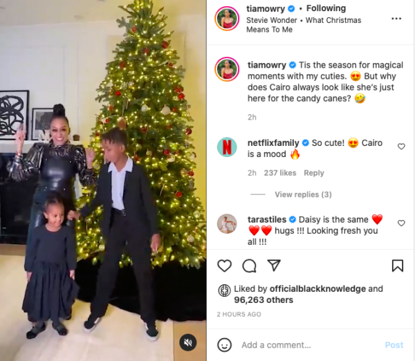 ‘Cairo Is Like Okay Let’s Wrap This Up’: Tia Mowry’s Christmas Video with Her Children Derails When Fans Zoom In on Her Daughter’s Personality