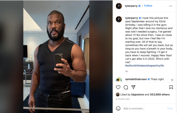 ‘I Feel Like I’m Starting Over’: Tyler Perry Posts Instagram Pic Hoping He Can Get Back Into Shape In 2022