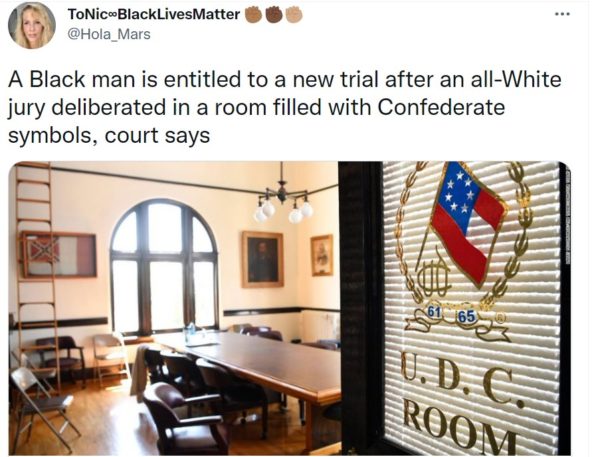 Tennessee Court Overturns Convictions and Approves New Trial for Black Man After All-White Jury Deliberated In Room Festooned with Confederate Symbolism