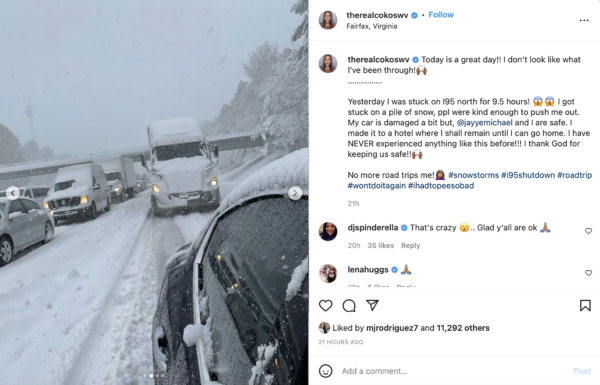 ‘I Have Never Experienced Anything Like This Before’: SWV’s Coko Reveals She and Her Son Were Two of Many People Stuck on I-95 During Severe Snowstorm