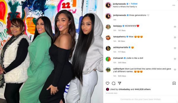 ‘Same Face Every Generation’: Jordyn Woods Sends Fans Into a Frenzy After She Uploads Family Photo