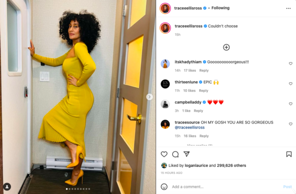 ‘A Ray of Sunshine’: Tracee Ellis Ross Brighten’s Up Fans Days with Her Figure-hugging Dress