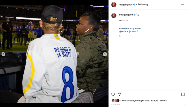 ‘Meagan Back Outside’: Fans React After Meagan Good Shows Off Her Instagram Moniker ‘Ms. Good If Ya Nasty’ at Rams Playoff Game
