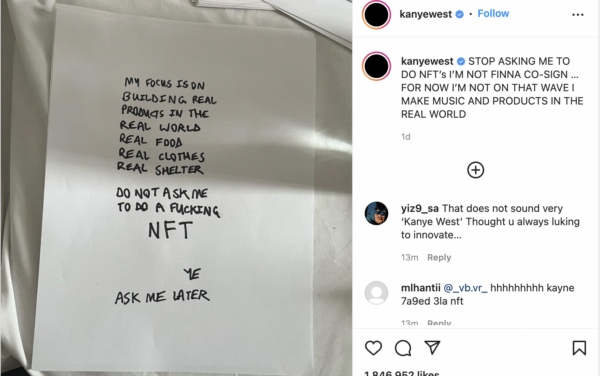 ‘He Used the Parent Line’: Fans React to Kanye West’s Message to People Asking Him to Do an NFT
