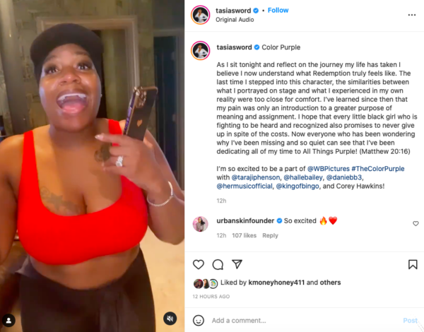 ‘She About To Kill It’: Fantasia Shares She Will Be Portraying the Role of Celie In ‘The Color Purple Musical’ 