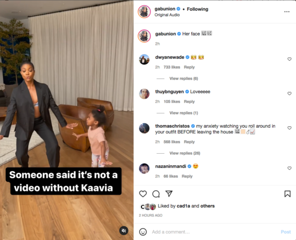 ‘This is the Sweetest Mommy Daughter Moment’: Fans Are Eating Up Gabrielle Union and Kaavia James’ Take  on The Drop Challenge