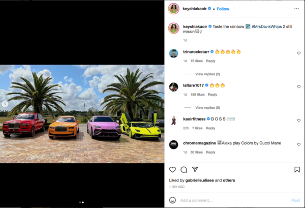 Keyshia Ka’oir’s Car Collection Receives Mixed Reviews from Fans: ‘She’s Way Too Materialistic!’