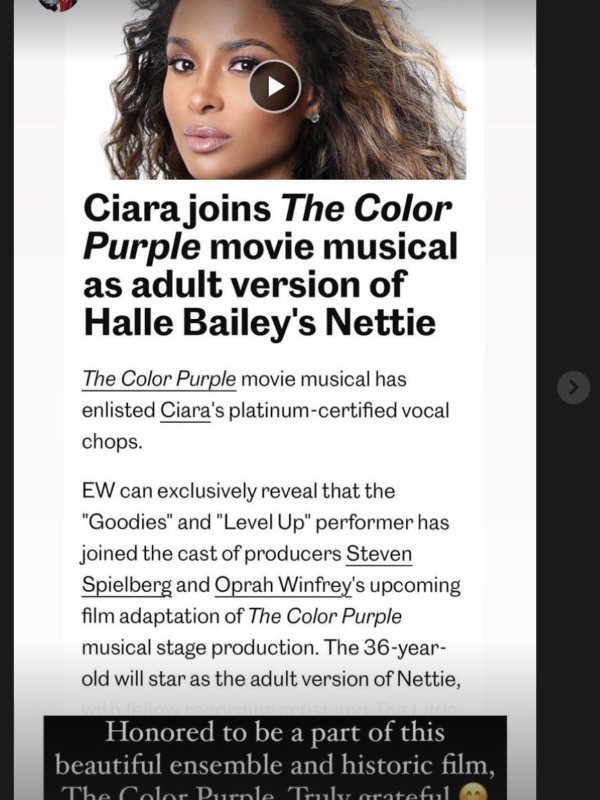 ‘What Is She Going to Sing?’: Ciara’s Announcement About Joining ‘The Color Purple’ Movie Musical Gets Mixed Reviews 