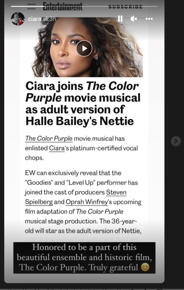 ‘What Is She Going to Sing?’: Ciara’s Announcement About Joining ‘The Color Purple’ Movie Musical Gets Mixed Reviews 