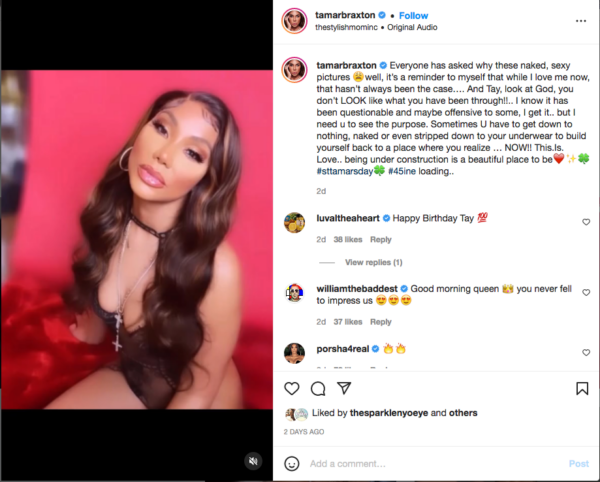 ‘It’s a Reminder to Myself’: Tamar Braxton Shares the Reason Behind the Risqué Posts 