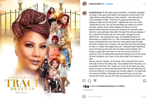 ‘It Will Always Be an Empty Space in My Heart’: Evelyn Braxton Opens Up About Her Daughter Traci Braxton’s Passing 