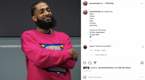 ‘Long Live the King Ermias Asghedom Hussle Man’: Lauren London Pays Tribute to Nipsey Hussle on the Third Anniversary of His Death 