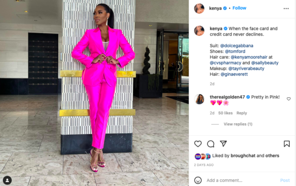 ‘When Face Card and Credit Cards Never Decline’: Kenya Moore Flaunts This Magenta Number and Fans React 