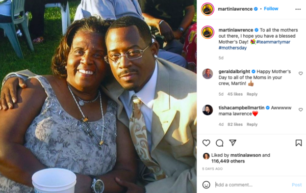 ‘The Resemblance Is Epic’: Martin Lawrence Reveals Striking Likeness to His Late Mom In Post  